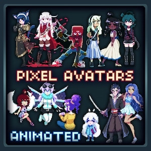 Animated Pixel Avatars 256px, 128px, & 64px | Great fit for Twitch Overlays, Video, and Blogs!