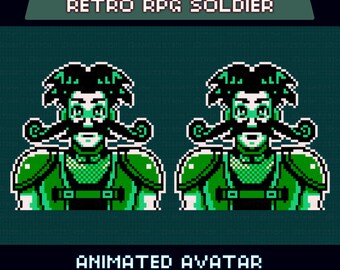 Animated Pixel Giftuber, Retro RPG Soldier, Pre-made for Twitch & YouTube, Perfect for VTuber Overlay,  Armored Male Model, Instant Download