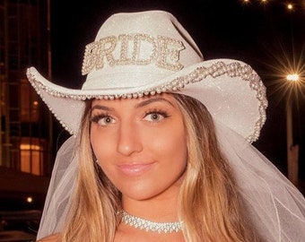 Braut Cowboyhut Strass mit Perlen – Junggesellinnenabschied