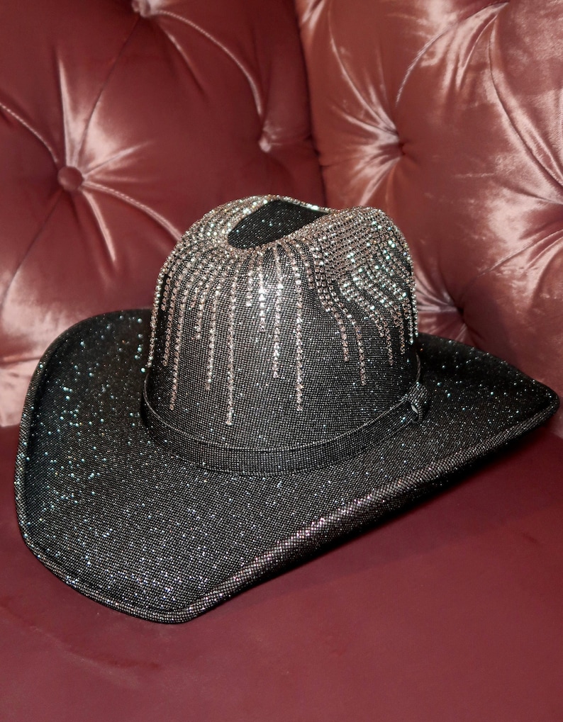 Rhinestone Fringe Sparkle Cowboy Hat country concert, music festival, bridal, bachelorette party, rodeo, and more By Los Angeles Cowgirl image 2