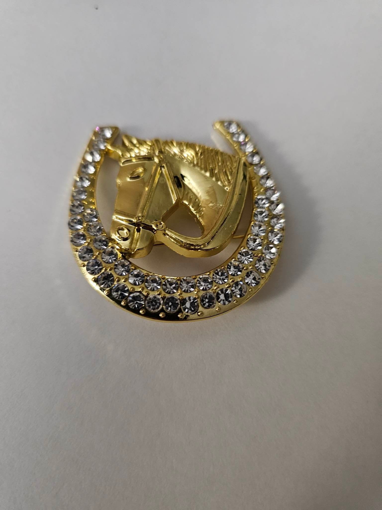 とは Gold Horseshoe Brooch - Etsy