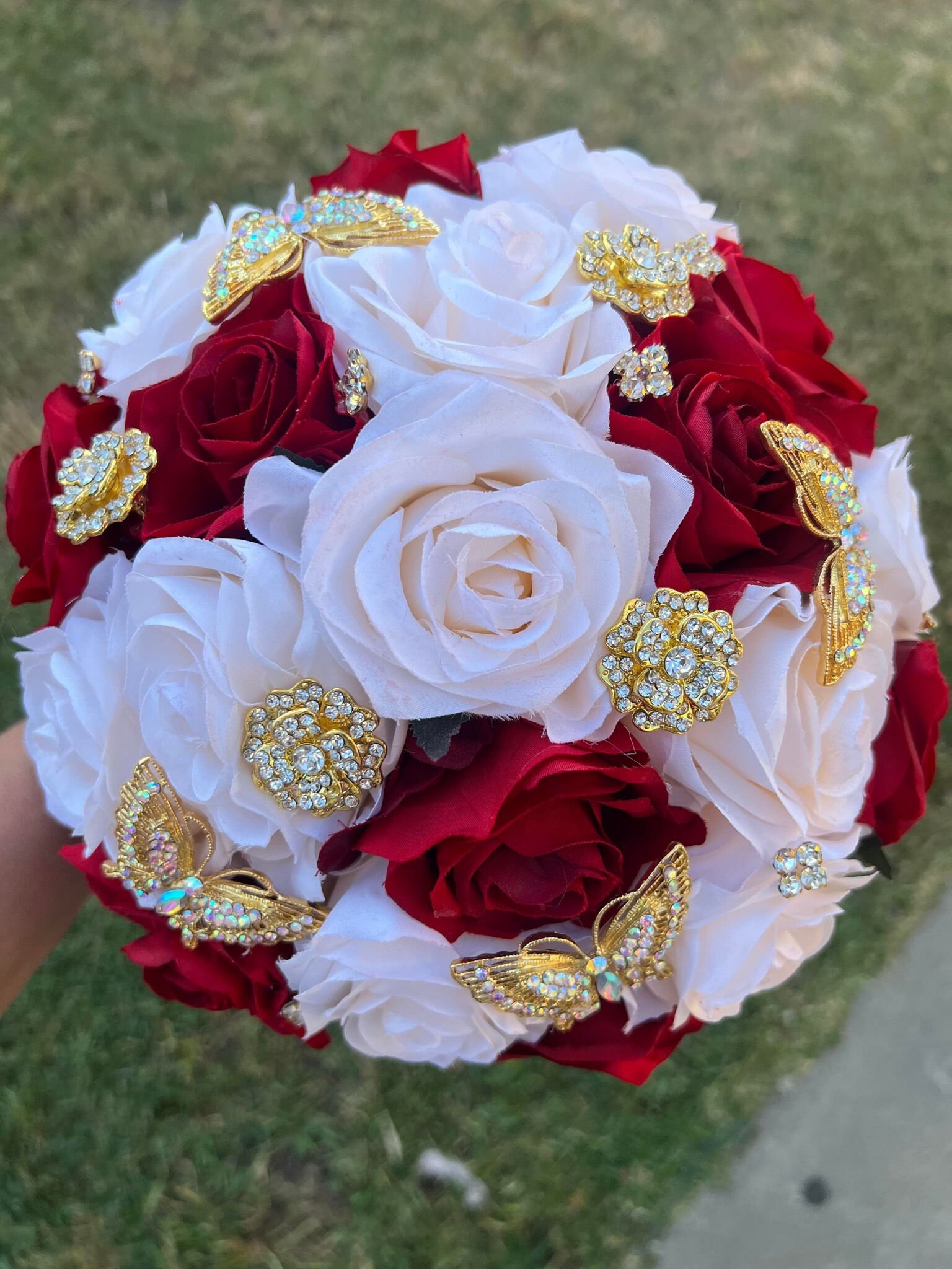 Red and Ivory Bouquet - Etsy