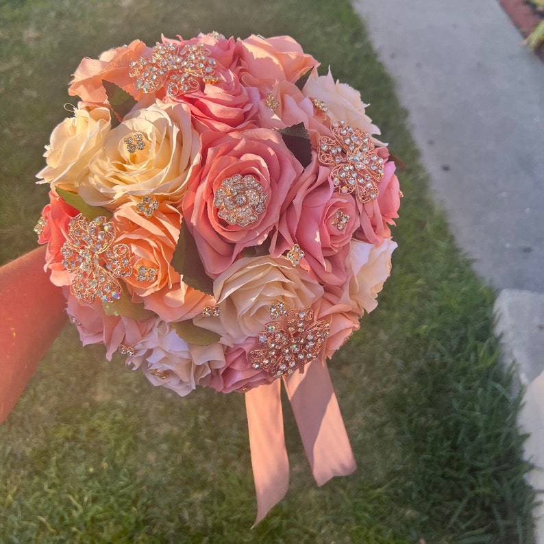 Blush and Dusty Rose With Champagne Bouquet Etsy