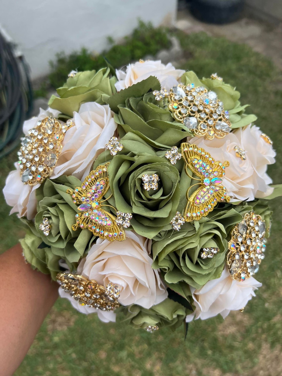 Sage Green and Champagne Bouquet image 1