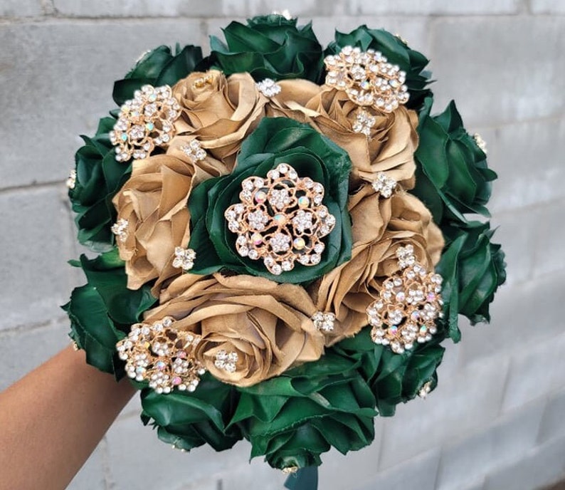Emerald Green and Gold Bouquet Etsy India