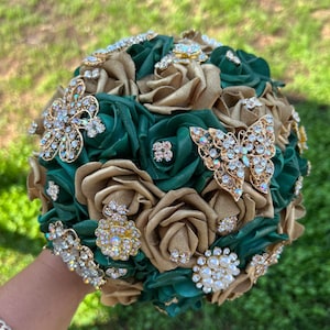 Emerald Green and Gold Bouquet