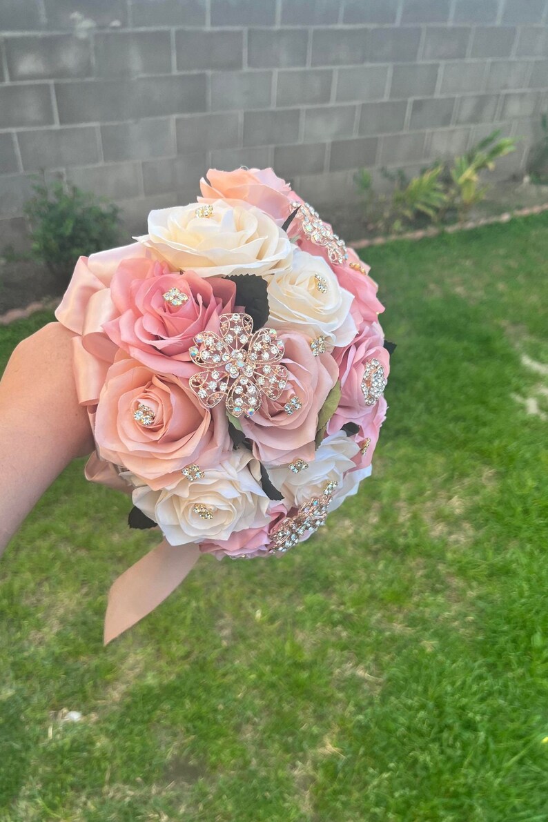 Blush and Dusty Rose With Champagne Bouquet Etsy