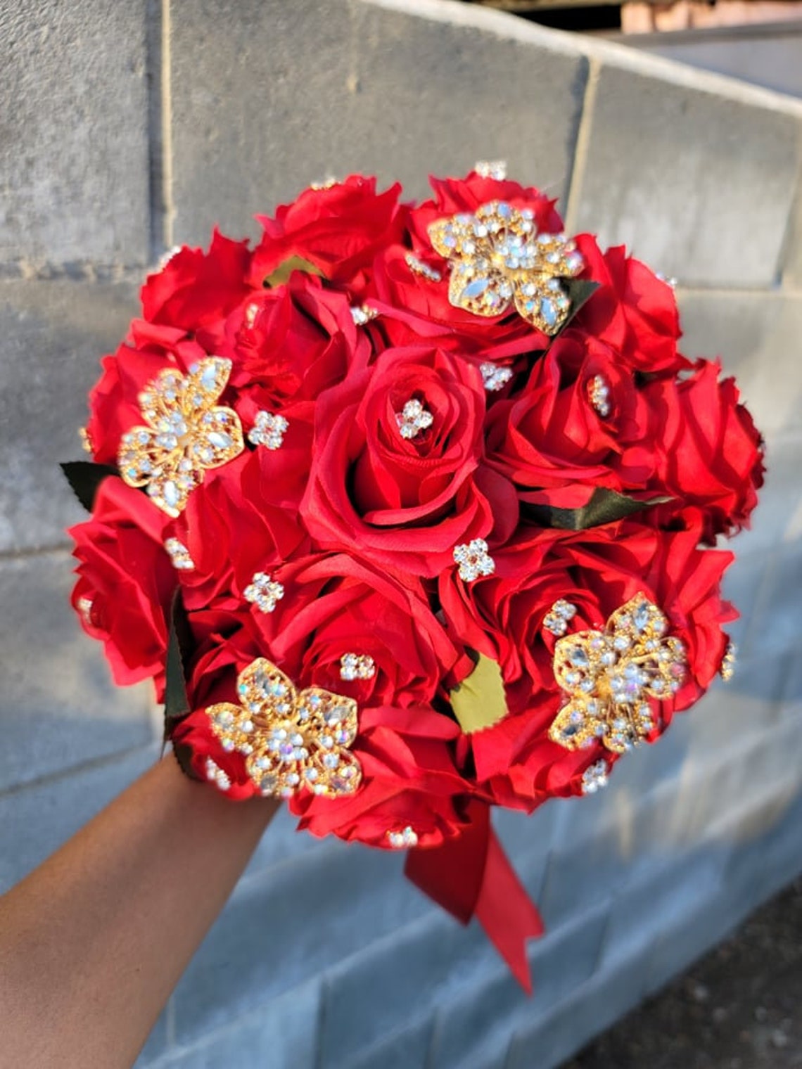 Red and Gold Bouquet - Etsy