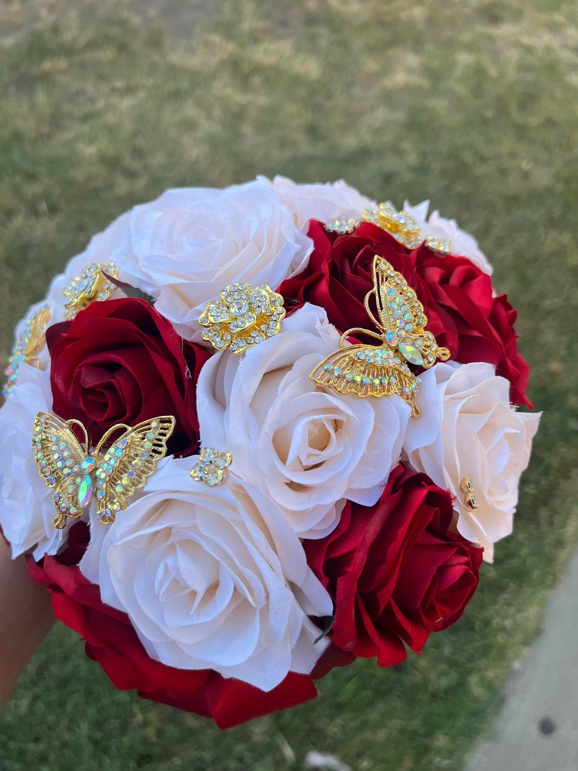 Red and Ivory Bouquet - Etsy