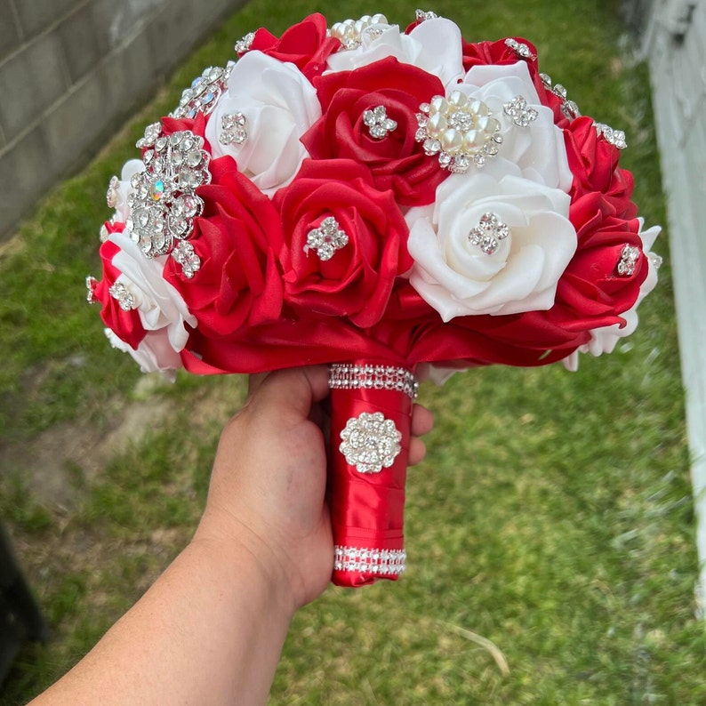 Red and White Bouquet - Etsy