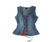 Fang denim corset top