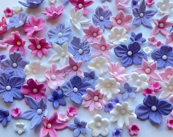 50 Stück Essbare Zucker Fondant Blumen Cake Topper