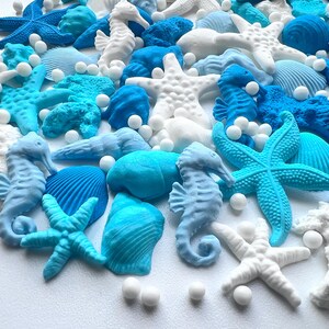 Edible Under the Sea Fondant Decorations – 55 Shells, Starfish & Corals | Ocean Cake Toppers | Meerjungfrau Deko image 9