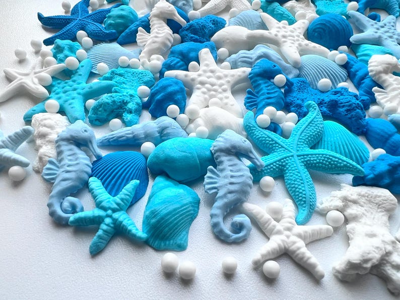 Edible Under the Sea Fondant Decorations – 55 Shells, Starfish & Corals | Ocean Cake Toppers | Meerjungfrau Deko image 9