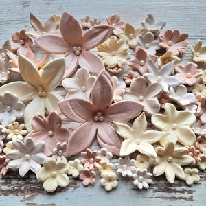 50 pcs. sugar fondant flowers cake topper image 1