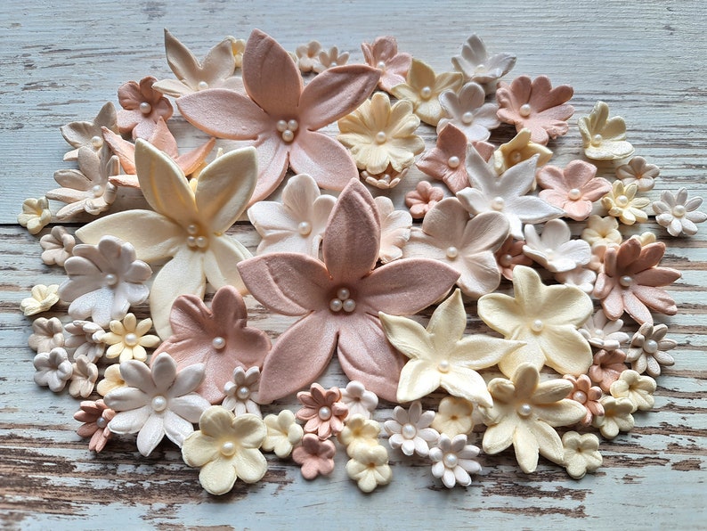 50 pcs. sugar fondant flowers cake topper image 1