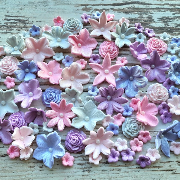 60 pièces. décorations de gâteau de fleurs fondantes au sucre