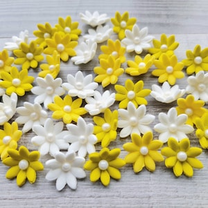 40 pezzi di fiori di pasta di zucchero commestibili, decorazione per torta a forma di margherita