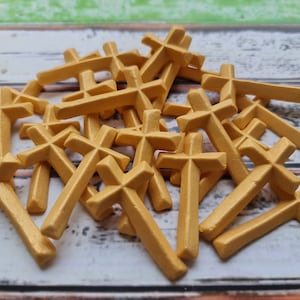 24 pcs. Sugar fondant gold cross cake cupcake topper
