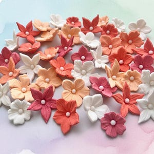 60 Handmade Fondant Flowers: Sunset Cake Cupcake ToppersNo Extra Fees for US Buyers