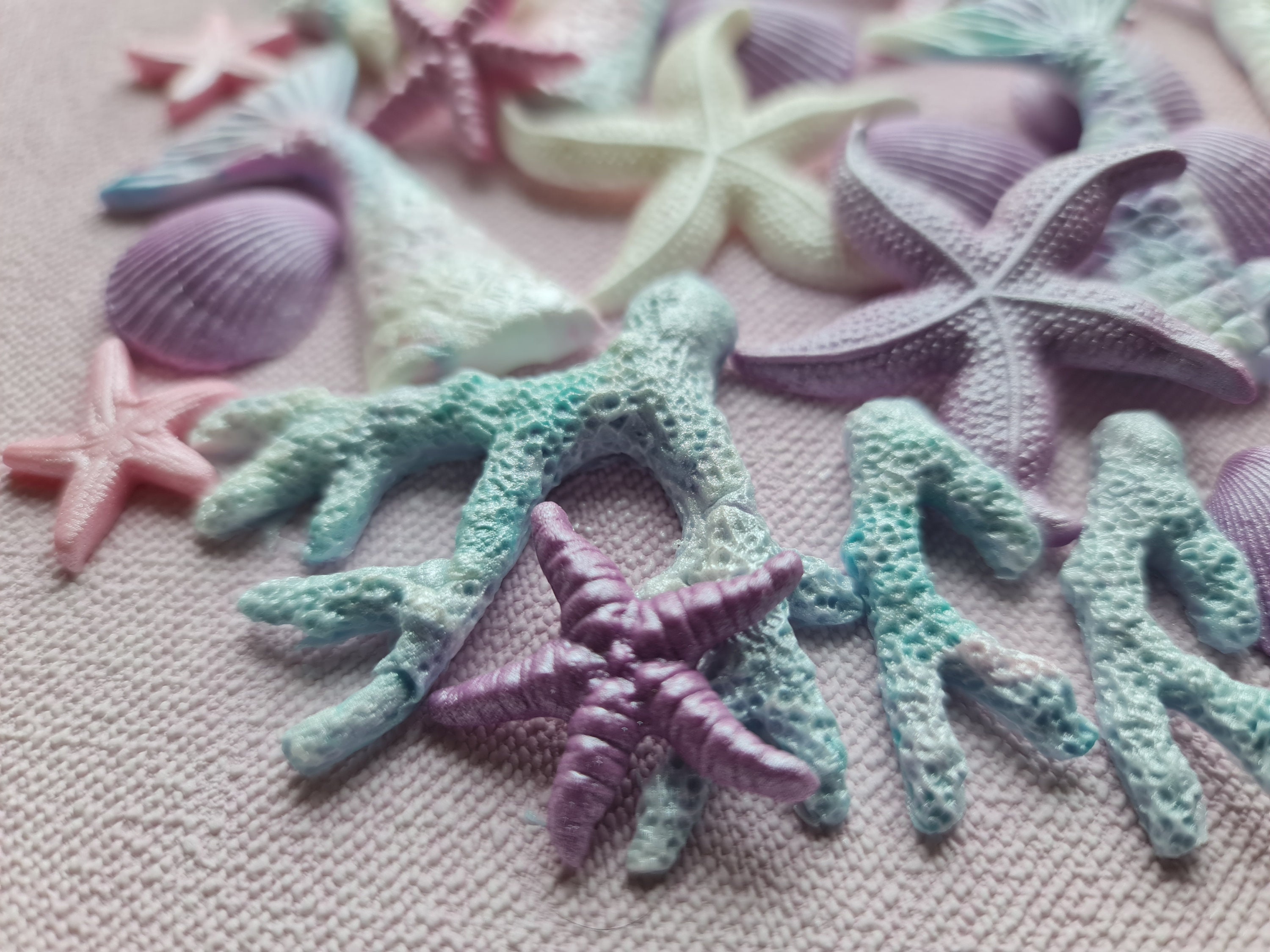 thumbnail image 2 of Mermaid Cake Topper Set – Big Tails, Seaweed, Starfish, Shells & Palm Leaves For Under The Sea Birthday 2 of 3