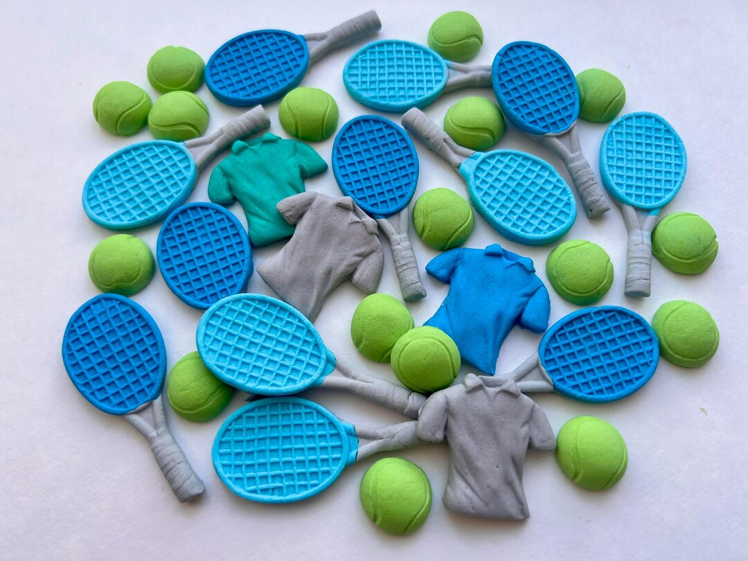 Tennis Racket, Ball, Shirt Sugar Fondant Cake Toppers, 27 Pcs - Etsy