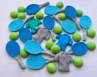 Tennisschläger, Ball, Shirt Zuckerfondant Cake Toppers, 27 Stück