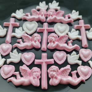 24 pcs. Edible sugar fondant baptism cake topper