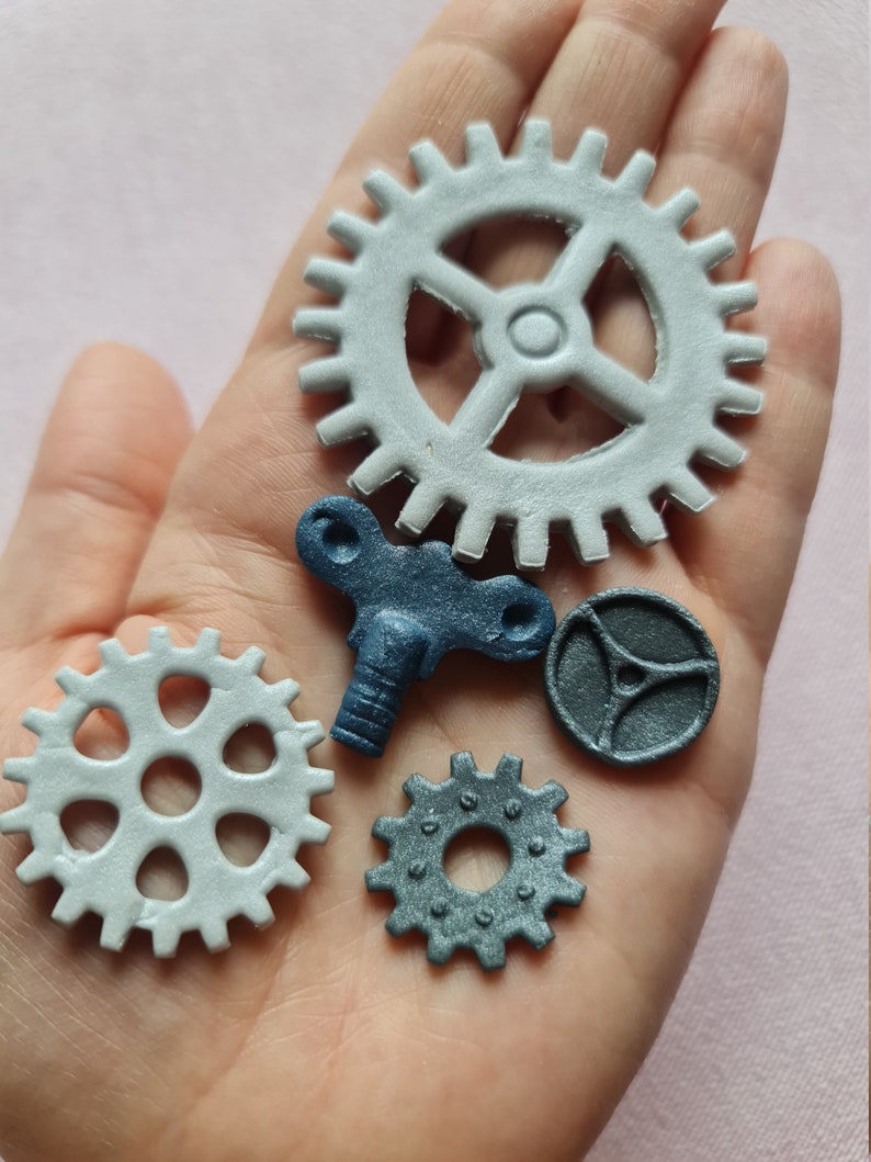 50 pièces. Pièces de montre fondant comestibles, steampunk, engrenages, cogs cake topper image 6