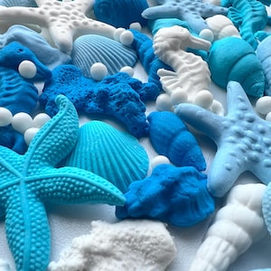 Edible Under the Sea Fondant Decorations – 55 Shells, Starfish & Corals | Ocean Cake Toppers | Meerjungfrau Deko image 8