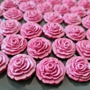40 pcs. edible fondant sugar roses burgundy flowers cake topper