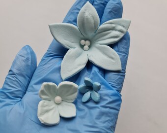 Set Di 8 Strumenti Per Decorazione Torte E Fondente – Doppia Testa In Acciaio Con Manico Silicone (Blu)