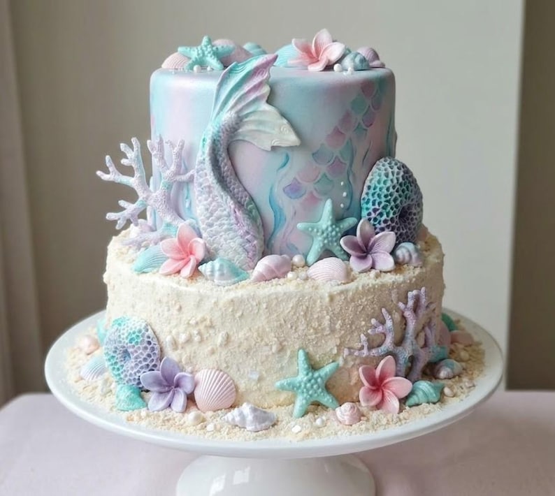 Edible Under the Sea Fondant Decorations – 60 pcs Shells & Corals | Ocean Cake Toppers | Meerjungfrau Tortendeko image 2