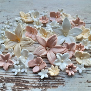 50 pcs. sugar fondant flowers blooms cake topper decorations