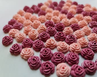 Mini Fondant Zuckerrosen: Kuchenstecker Burgunderrot, Roségold