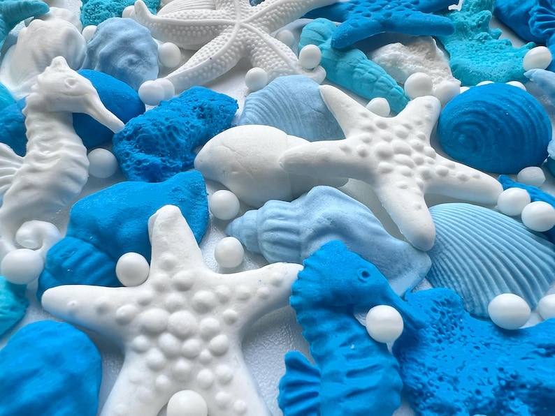 Edible Under the Sea Fondant Decorations – 55 Shells, Starfish & Corals | Ocean Cake Toppers | Meerjungfrau Deko image 7
