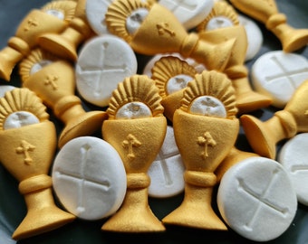 24 pcs. Sugar fondant chalice host confirmation cake topper
