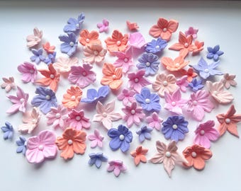 50 Stück Essbare Zucker Fondant Blumen Cake Topper