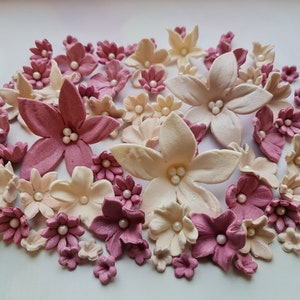 50 pcs. sugar fondant flowers cake topper