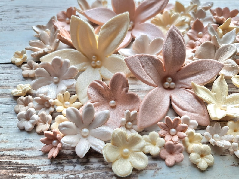 50 pcs. sugar fondant flowers cake topper image 2