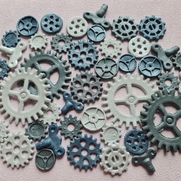 50 pièces. Pièces de montre fondant comestibles, steampunk, engrenages, cogs cake topper