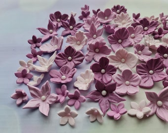 50 pièces. Chocolat fondant fleurs gâteau topper violet