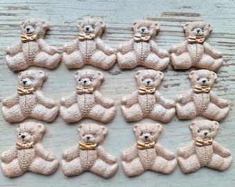 12 decorazioni per cupcake in pasta di zucchero color orsetto al latte