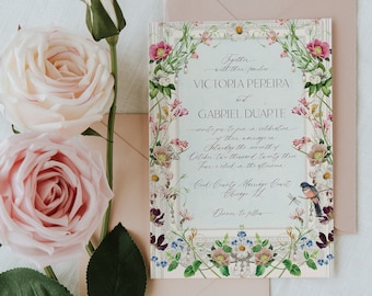 HEIRLOOM INVITATION - Semi custom wedding template, luxury printable invitation, peony, rose, floral, victorian, antique, jeweled, pearl