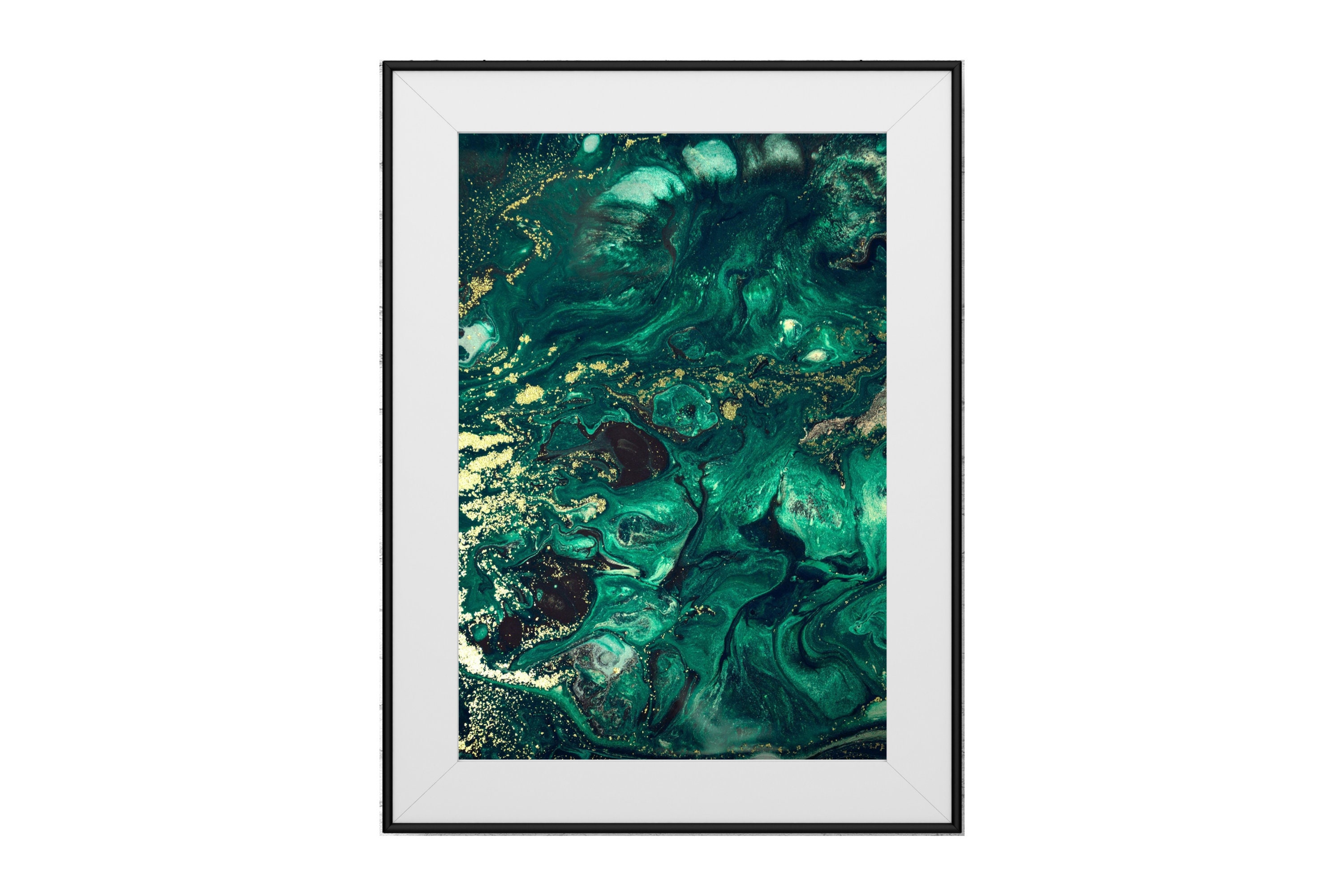 Emerald Green Wall Artgreen Set of 3dark Green Abstract Etsy
