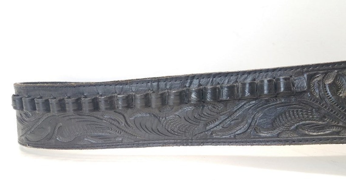 Leather Pistol Gun Holster With Ammo Loop Belt Etsy