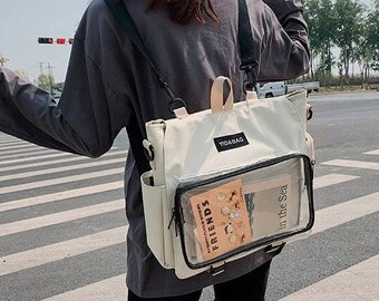 backpack with clear pocket for pins