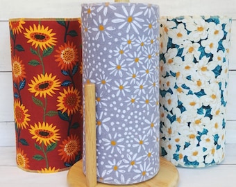 Paperless paper towels 12 10x14, reusable paper cloth paper towels, Zero waste kitchen towels, Sunflowers, Daisies, Magnolia