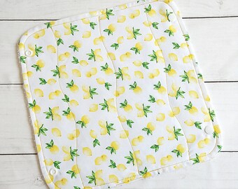 Lemons Paperless Paper Towels With Snaps, 2-Layers, Cloth Paper Towels With Terry Cloth, Washable Paper Towel, Reusable Towels