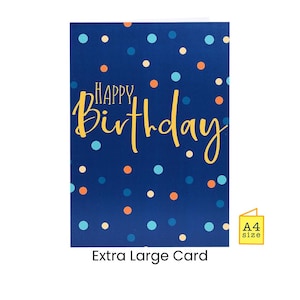 LARGE Male Birthday Card | Son, Boy, Brother, Grandson, Nephew, Dad, Boyfriend | Confetti | Big, Giant | Navy | Handmade Greeting | Any age
